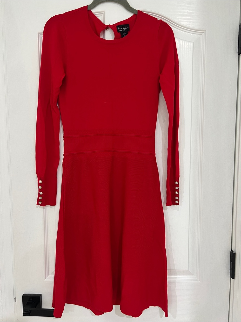 Nicole Miller New York Red Long-Sleeve Knit Dress